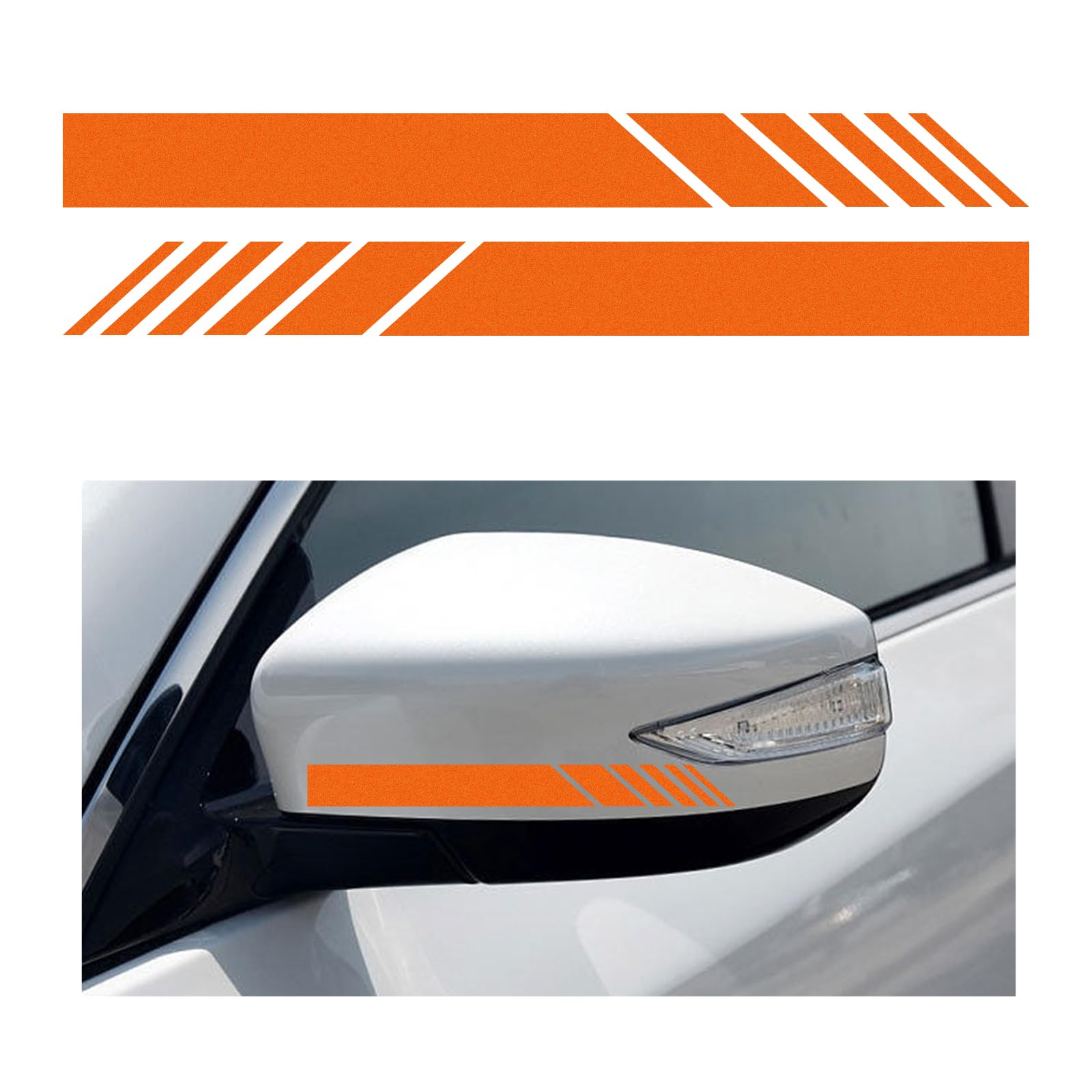 Augeny 2 PCS Car Rear View Mirror Stickers, Waterproof Vinyl Auto Side Rearview Mirror Stripes, Universal Reflective Anti-Collision Striped Warning Decal for Most Vehicles (Orange)