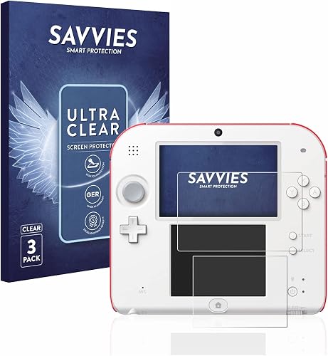 savvies 6 Unidades Protector Pantalla para Nintendo 2DS | 6 Unidades , Transparente Protección Pantalla Made in Germany, Película Ultra Transparente