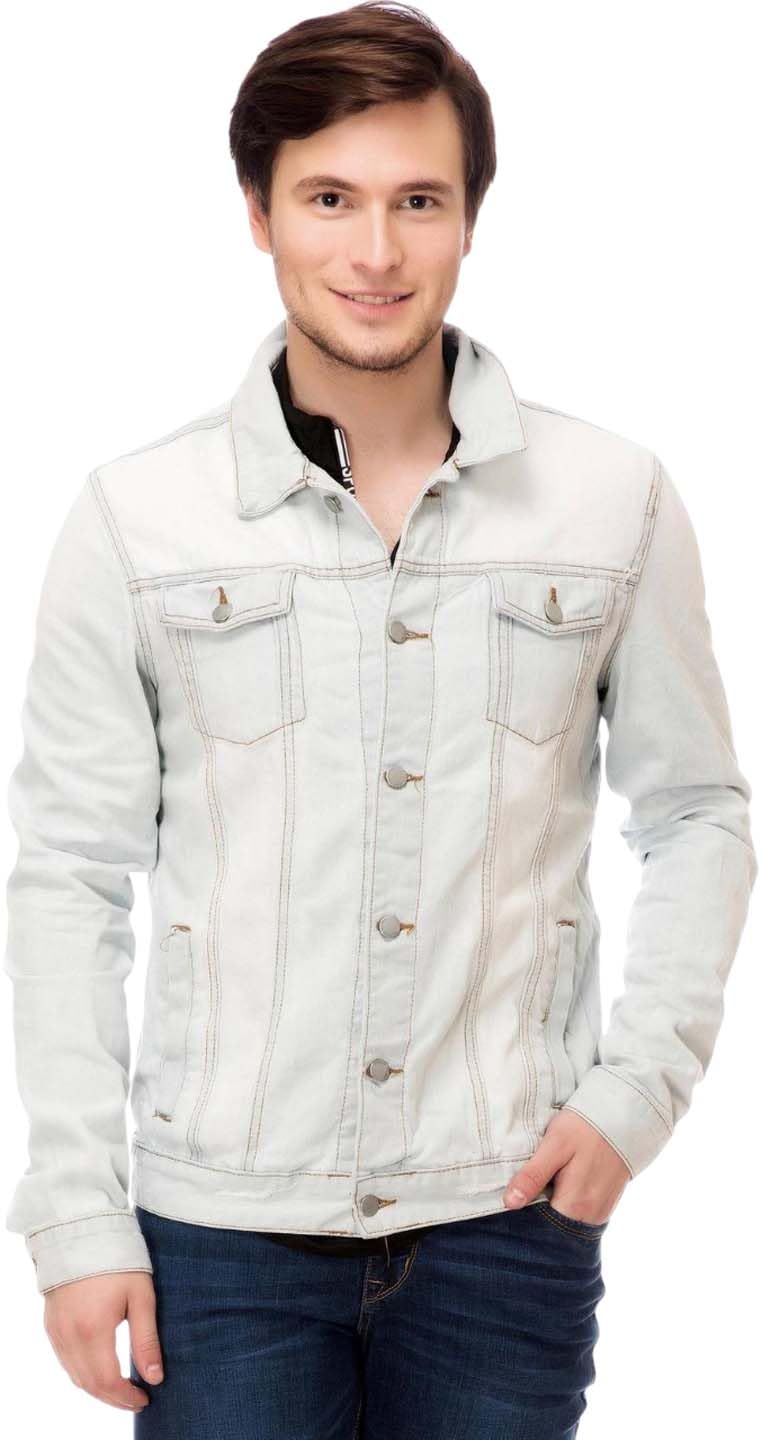 Men's Solid Denim Night White Jacket-image-40