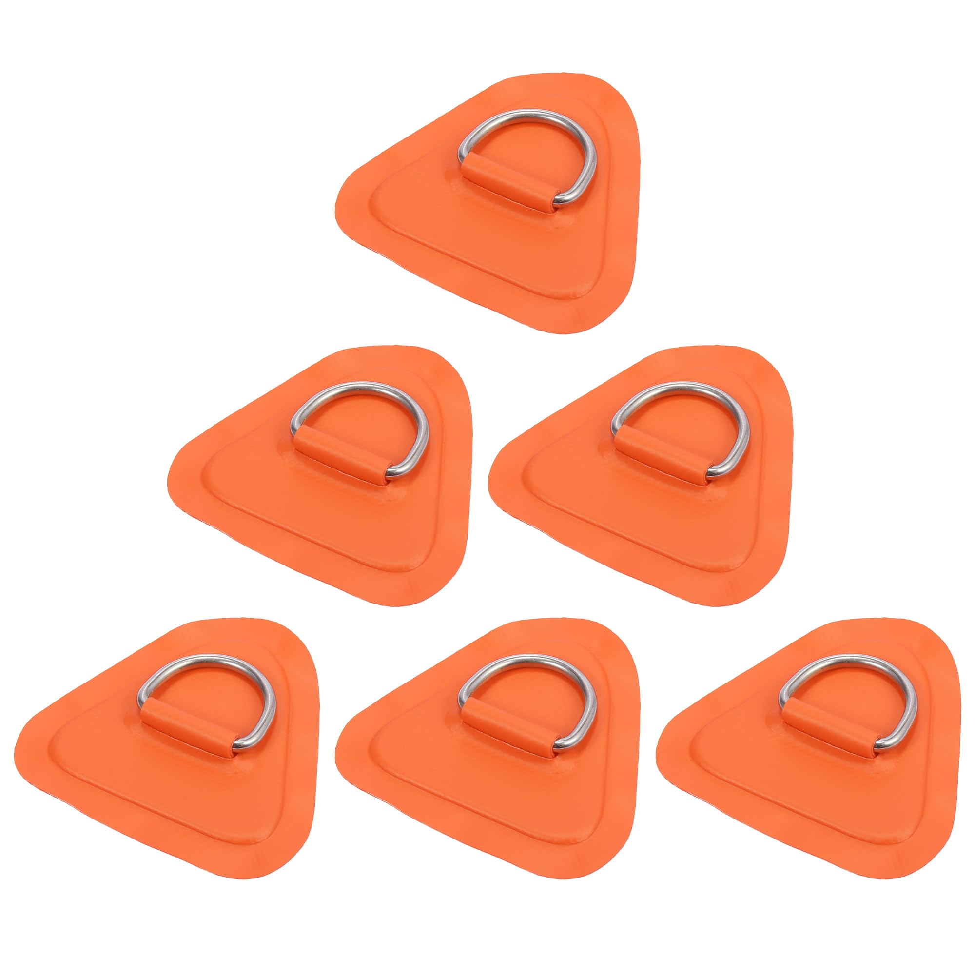 X AUTOHAUX 6pcs D Ring Patch PVC Stainless Steel Triangle Shape D Ring Pad for Inflatable Boat Kayak Canoe Deck Orange