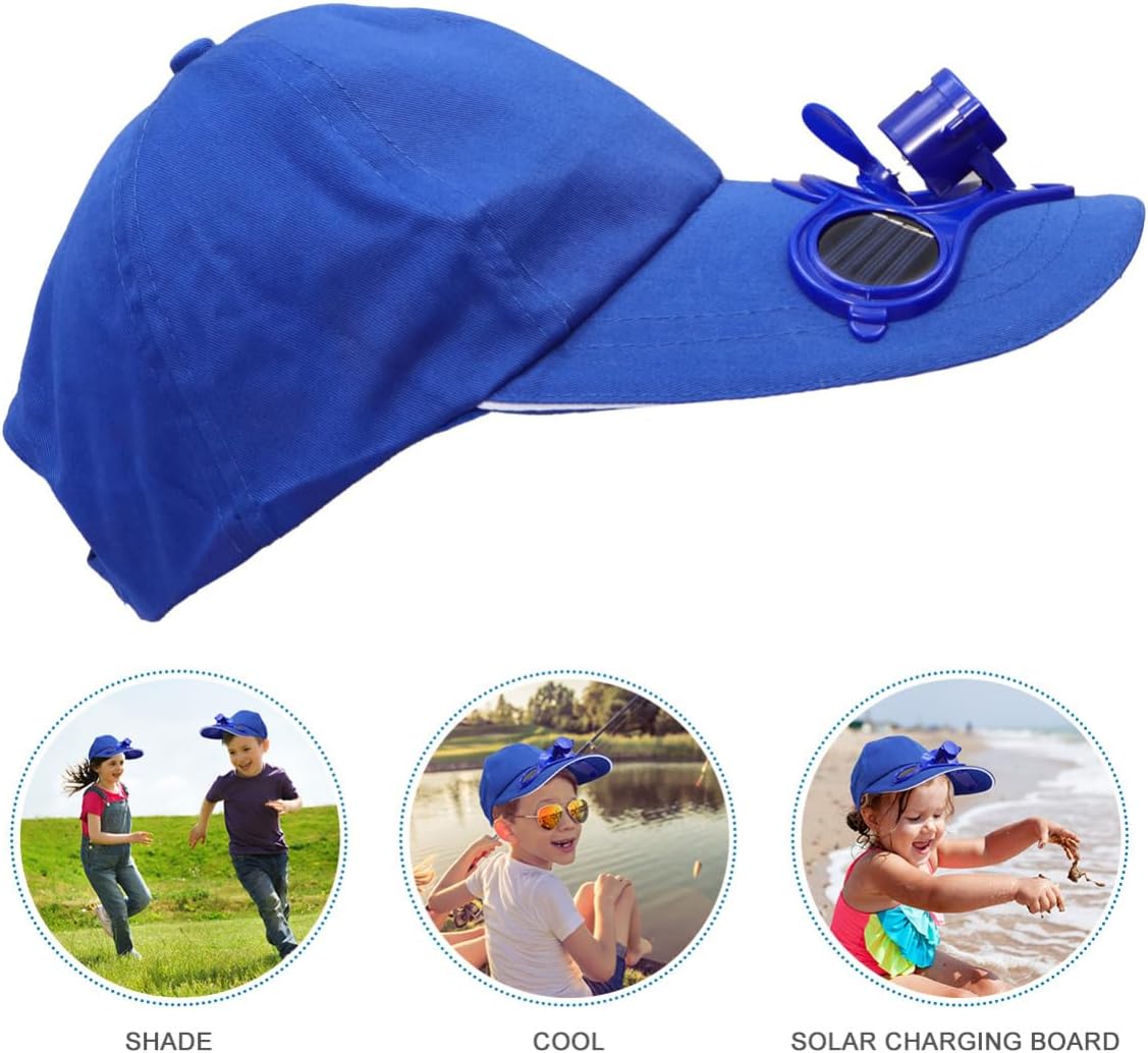 ABOOFAN 1Pc Sun Block Hat with Solar Fan Lightweight Cap for Summer Outdoor Activities Keeps Cool with Rechargeable Fan for Boys Blue