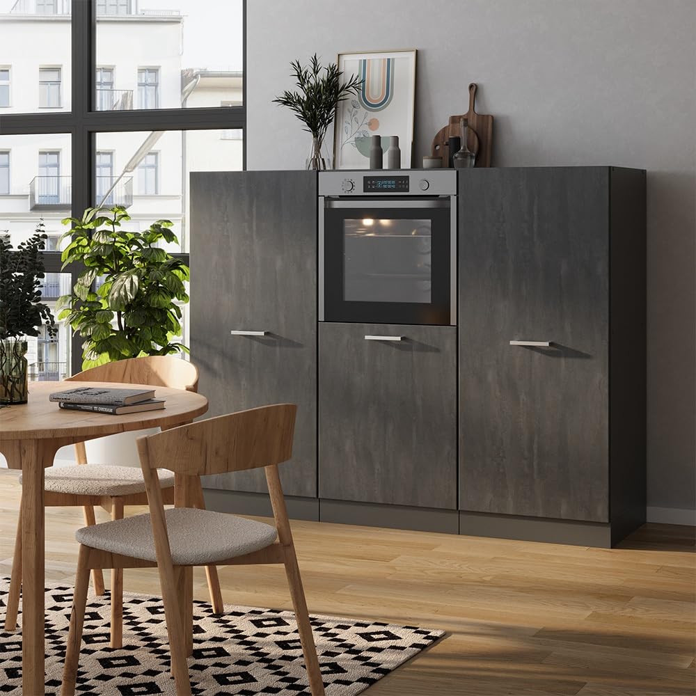 Vicco Küchenblock R-Line, Schwarz Beton/Anthrazit, 180 cm