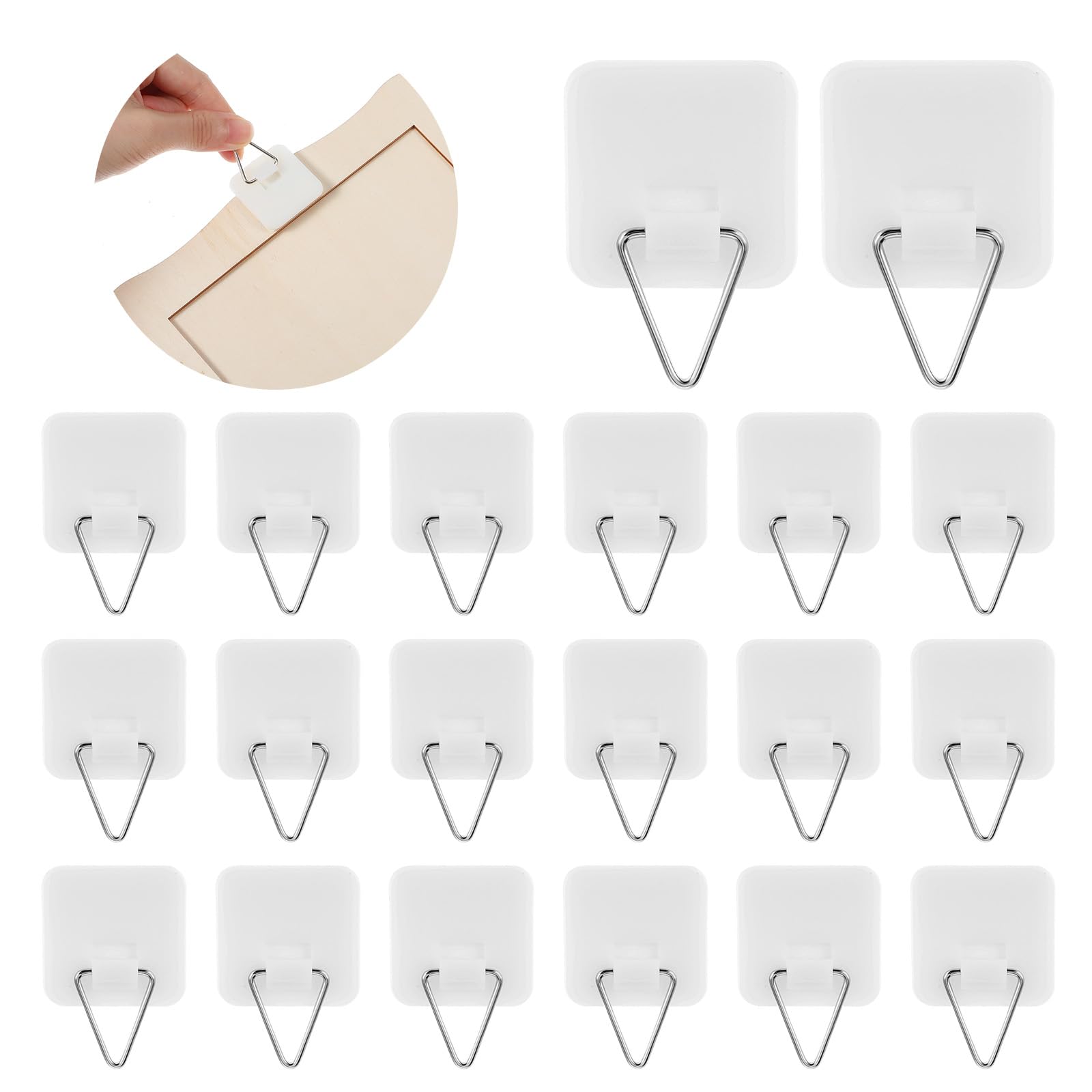 20 Pcs Stick on Picture Hangers Plate Hooks for Wall Plate Wall Hangers Adhesive Picture Hangers Frame Hangers Without Nails Pictures Hanging Hooks for Photo Frame Board Wall Art Decor