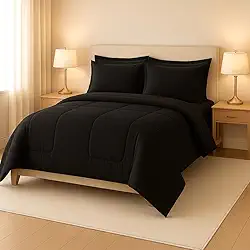 Edredom 06 Peças Queen Dupla Face Aconchego Casa Dona (Preto)