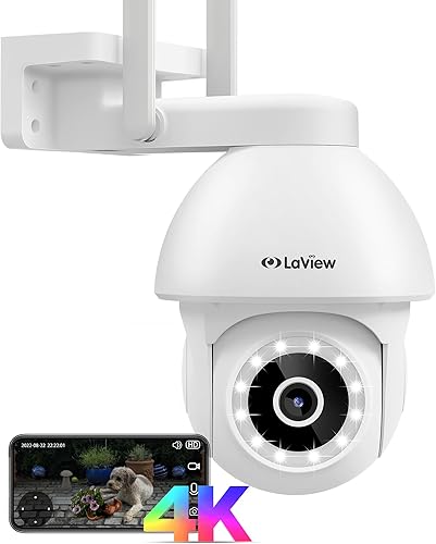 LaView Cámara de seguridad de 8 MP para exteriores, visión nocturna a color Starlight, cámaras 4K para seguridad en el hogar, detección humana AI y