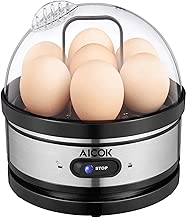 Egg cooker, AICOK Stainless Steel 7 Egg Capacity Rapid Egg Boiler with 2 BPA-Free Poachers & 2 Heating Modal, Electric Egg Steamer for Hard Boiled Eggs, Poached Eggs, Omelets, Auto Power Off - coolthings.us