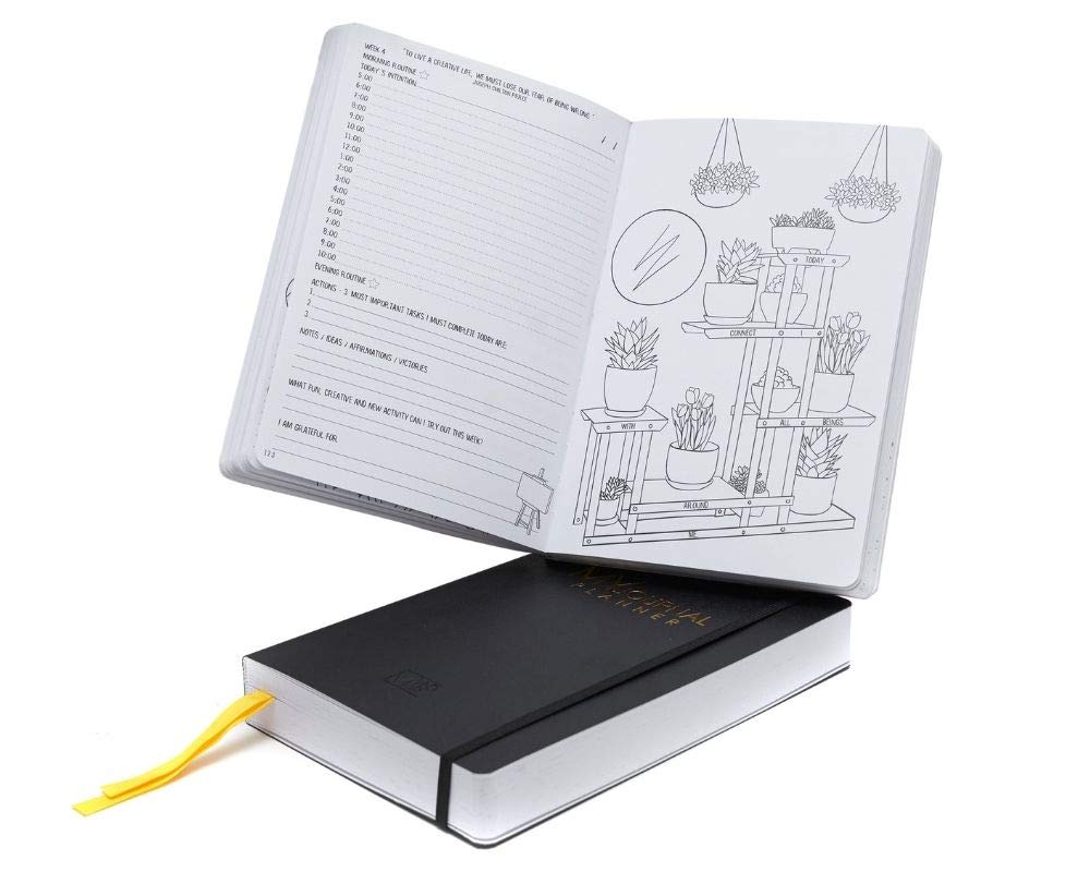 MYnd MapMY Journal Planner - The Ultimate Mindfulness, Gratitude, Goals Setting Journal, 13 Week Undated Monthly, Week & Daily Planner, Mindful and Creative Hand Illustrations to Colour in