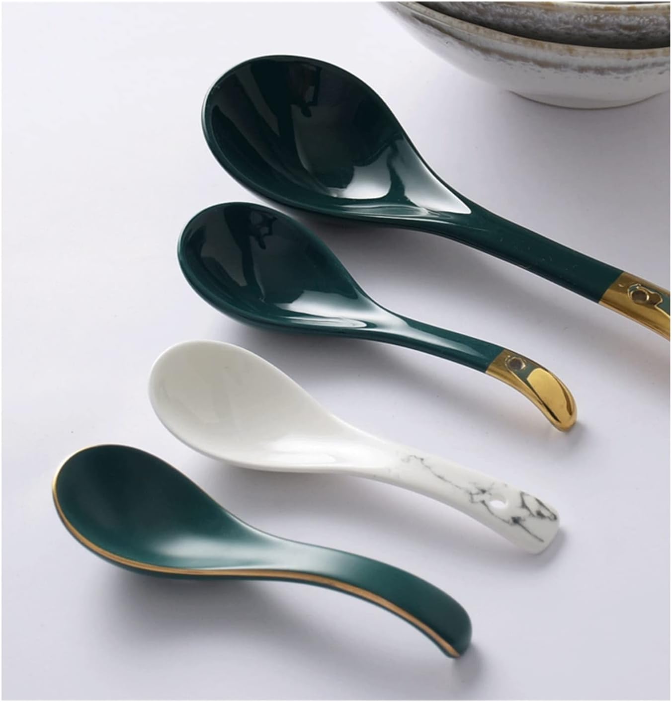 Tablespoons Household Spoon Ceramic Drinking Spoon Ceramic Small Rice Spoon Spoon Creative Spoon Serving Spoon (Color : C)