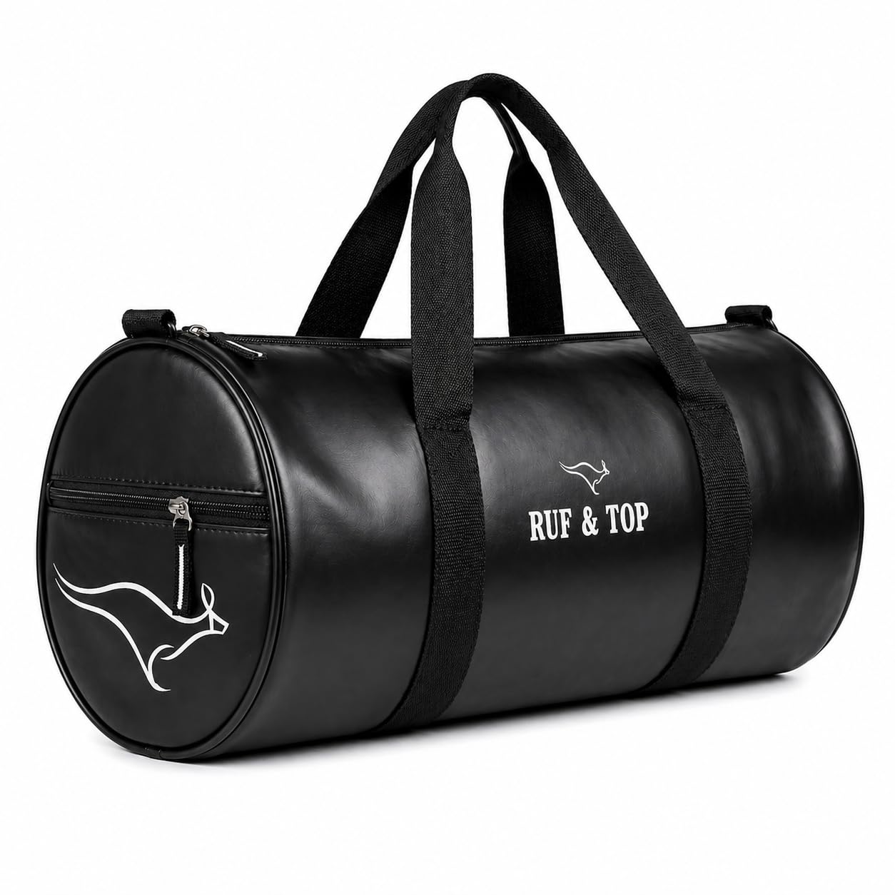 Premium Leather Finish Gym Duffel Bag for Men & Women | Large Capacity Travel Bag | Waterproof Sports Bag with Shoulder Strap | Weekender Luggage Bag for Gym, Travel & Daily Use (Black)-image-5