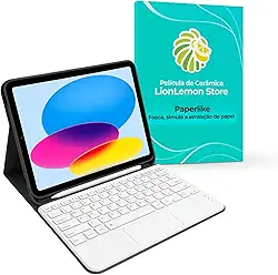 Kit Capa Noir Luxe para iPad 10 e 11 + Teclado TouchPad + Smart Pencil + Película Paperlike (Branco)