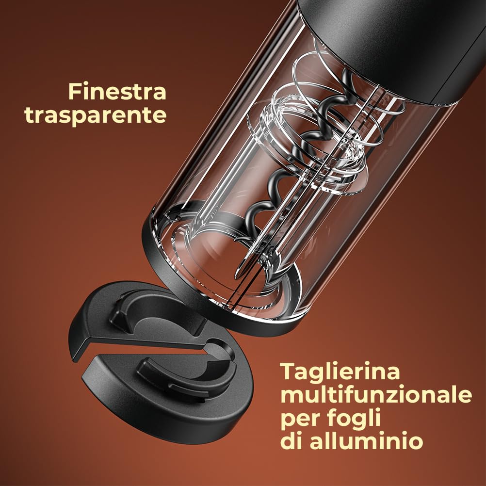 GHB Cavatappi Elettrico per Vino USB Ricaricabile, Apribottiglie Elettrico Professionale per Vino con Tagliacarte,Versatore,Tappo di Tenuta,Tappo per Vuoto Regalo Natale per Uomo,Papà,Amanti del vino