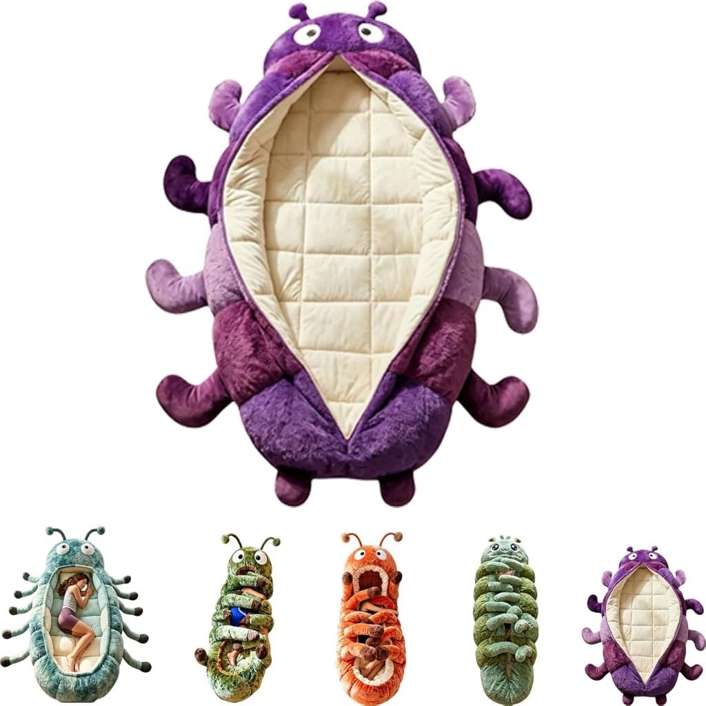 Hugging Caterpillar Sleeping Bags, Sacchi a Pelo a Forma Di Bruco for Adulti, Lettino for Tutto Il Corpo in Peluche, Baccello for Pisolino for Interni