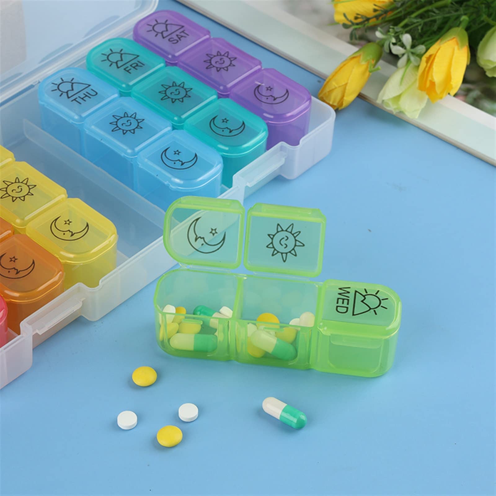 Boîte à pilules Organiseur 7 Jours 21 grilles 3 Fois Un Jour Voyage Portable avec Grands Compartiments for vitamines médecine huiles de Poisson Boîtes à Pilules (Color : NO.3)