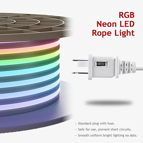 Miniatura 4 de SUCIKORIO Tira de luces LED de neón RGB de 50 pies49.2 ft, tira de luz LED flexible IP65 impermeable para dormitorio, sincronización de música,