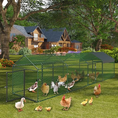 Metal Chicken Coop with Cover, Metal Chicken Run with 4