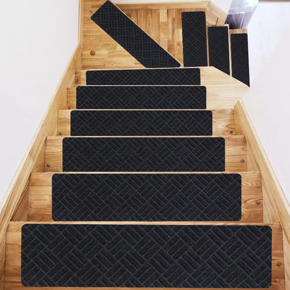 DFrywdgSEY Stair mats, set of 7, rectangular stair carpet, non-slip, modern for children, elders, pets(P)