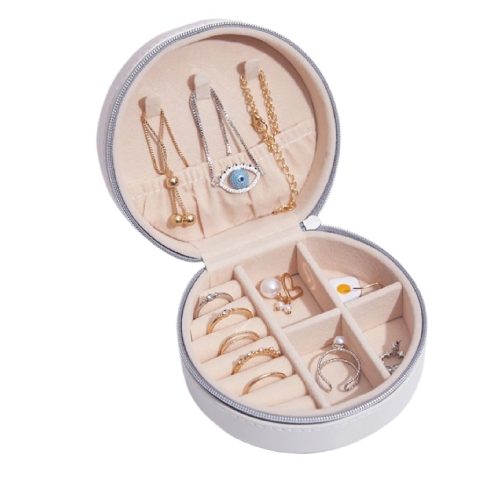 HONKERW jewellery box Jewelry Travel Case Small Portable Jewellry Organizer Box Portable Display Storage Box for Rings Earrings Necklaces travel(Wei�)