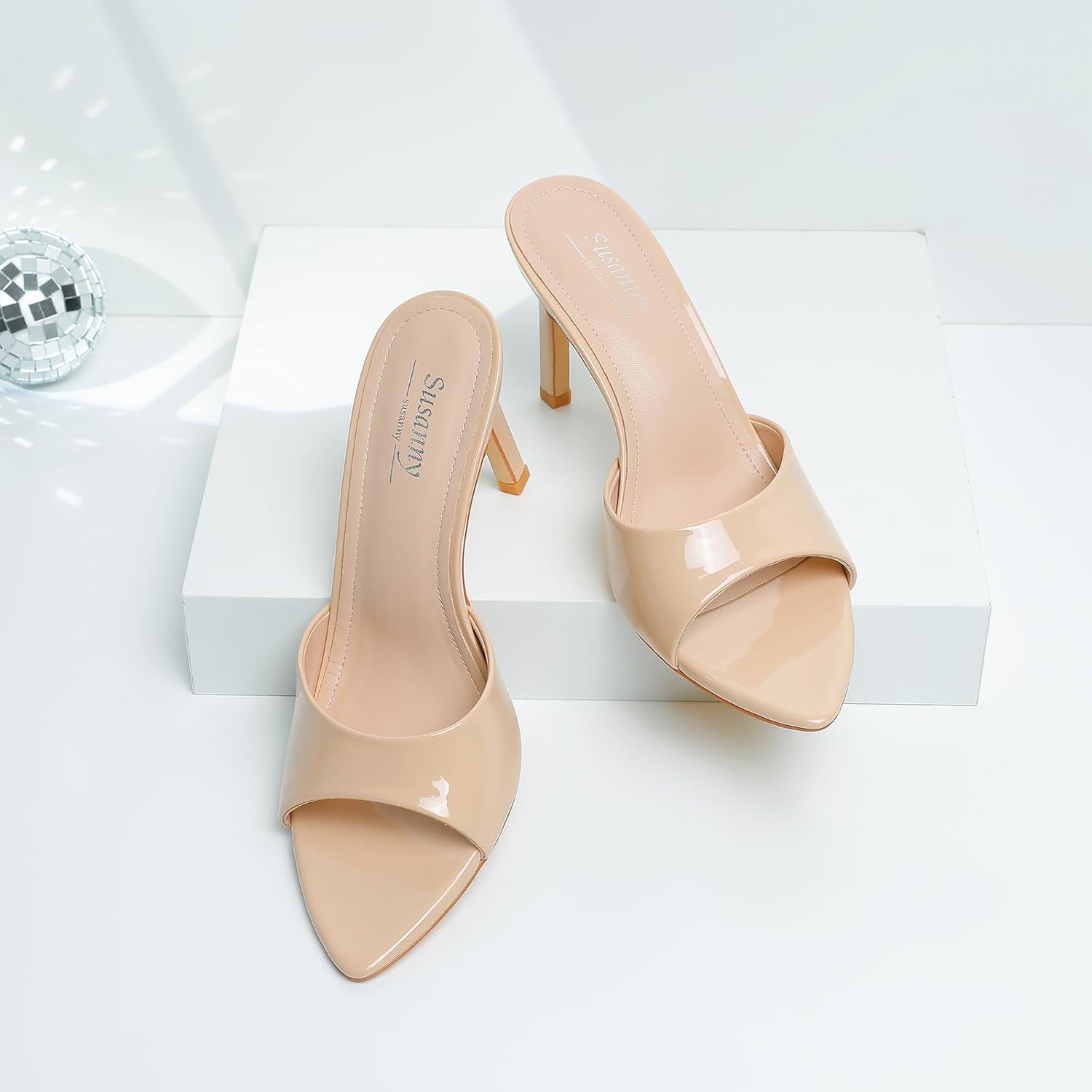 Susanny Women's Sandals Heels Mule High Heels Pointed Open Toe Sandals Sexy Slip on Heeled Summer Casual Wedding Prom Party Comfortable Dressy Shoes - Image 7