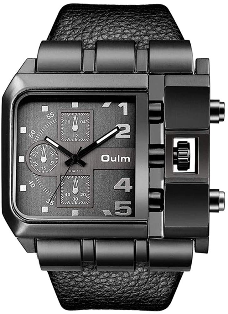 Large Dial Quartz Mens Watch Casual Leather Mens Watch Personality Square Watch (Black) (B08ZS823V3) Amazon Price History, Amazon Price Tracker