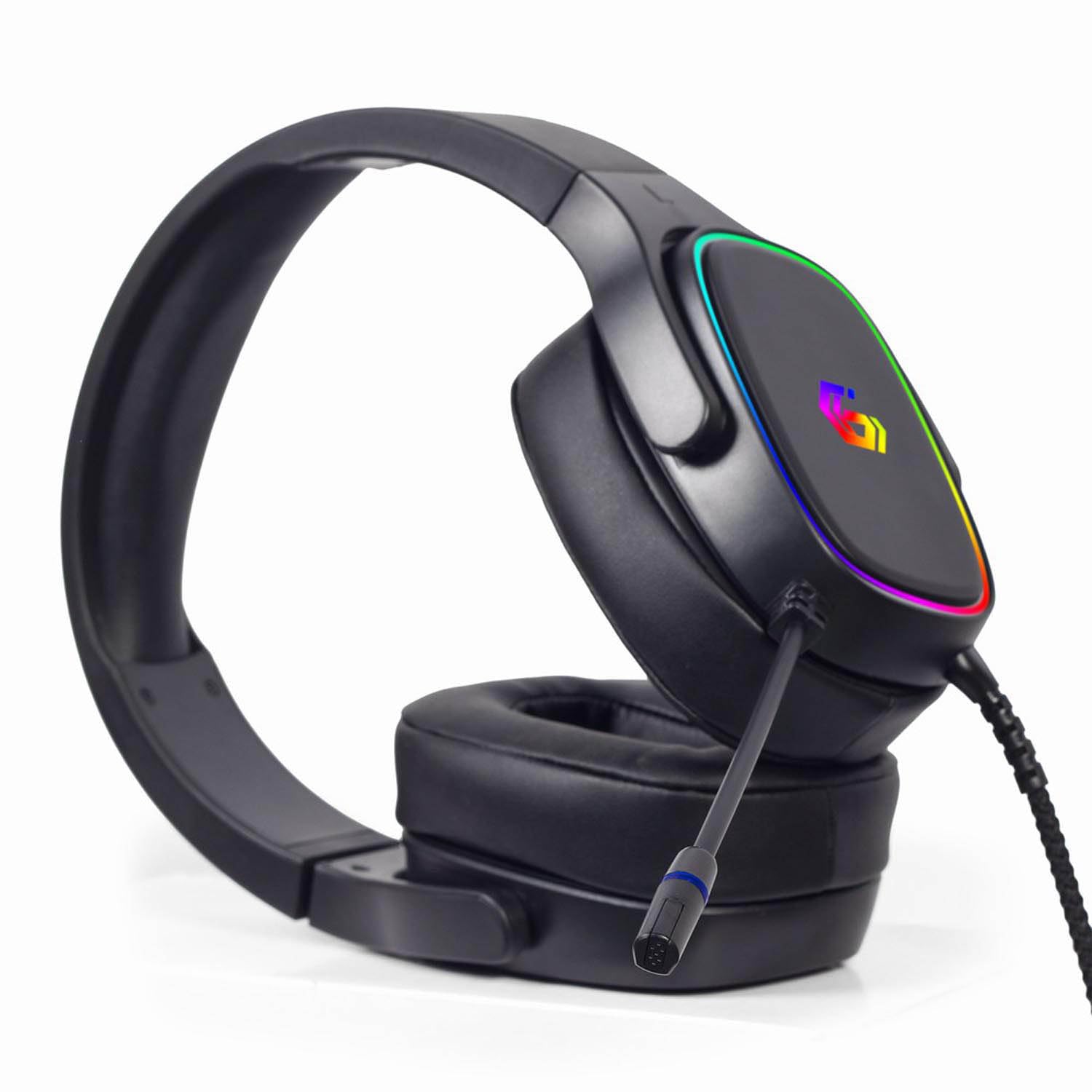 Gembird GMB Gaming USB 7.1 Surround Sound Headset - Casque Gamer avec Micro Flexible à Réduction de Bruit, Éclairage RGB, Bandeau Ajustable et Commande de Volume Intégrée, Noir