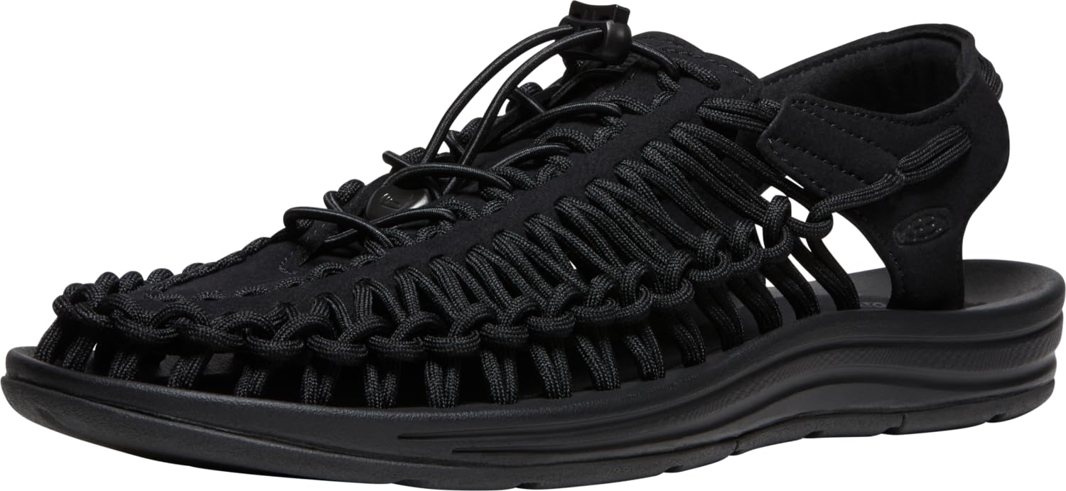 KEEN mens Uneek Classic Two Cord Sandal, Black/Black, 7 US