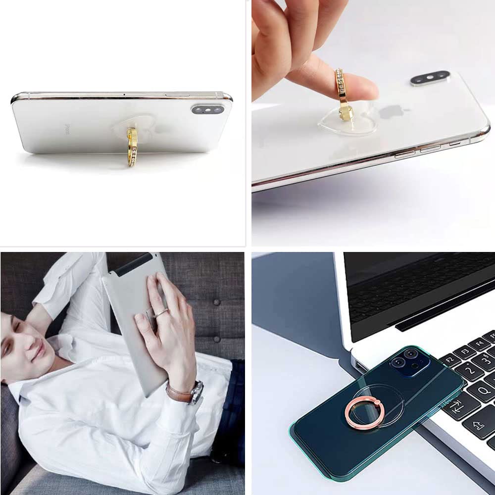 Soporte Para Tel&eacute;fono Con Anillo Giratorio | 2 Piezas | Giratorio 360&deg; | Con Purpurina | Plateado