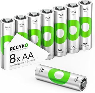 Rechargeable AA Batteries 2000mAh – Pre-Charged – Re-use 1000+ Times – Retains Power After 5 Years –Rechargeable Battery AA – Pack of 8