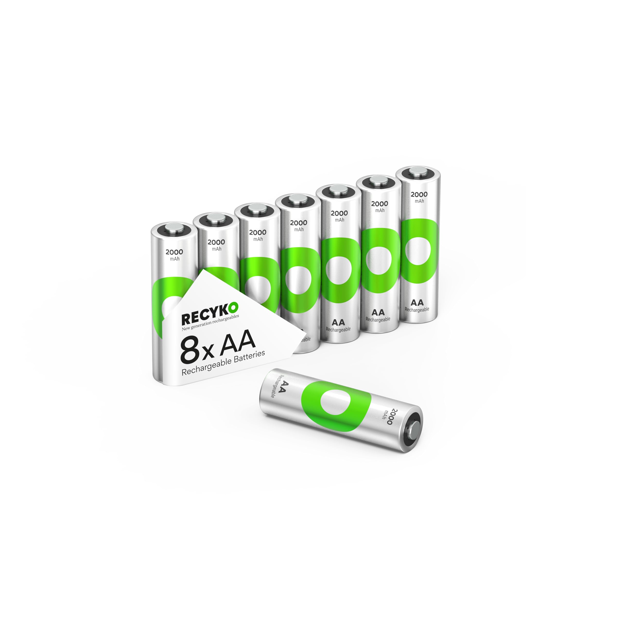 Rechargeable AA Batteries 2000mAh – Pre-Charged – Re-use 1000+ Times – Retains Power After 6 Years –Rechargeable NiMH Battery AA – Pack of 8