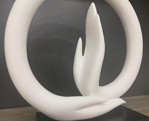 Miniatura 2 de Estatuas abstractas de manos de Buda, piedra arenisca meditando manos gestos escultura para yoga, zen, decoración del hogar (blanco)