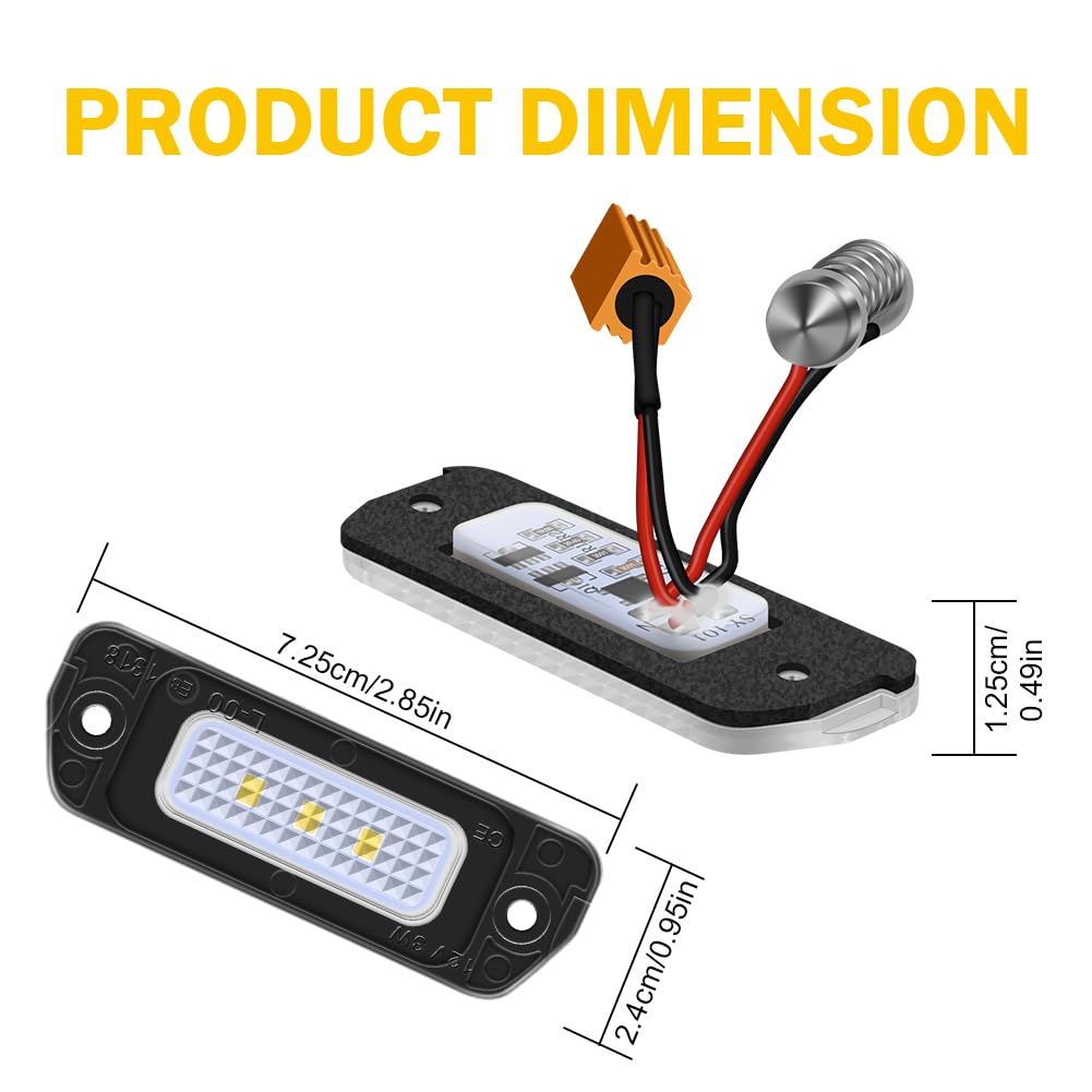 WinPower LED Luci Targa 3SMD Numero Lampadine Targa 6000K Bianco con Canbus Compatibile con Mercedes-Benz ML GL R Classe W164 X164 W251 V251, 2 pezzi