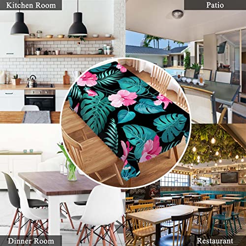 Swono Palm Leaves Table Cover Tropical Flower Jungle Palms Hibiscus 50X72 Inch Table Cloth For Rectangle Tables Buffet Parties Coffee Bbq And Dinning Tablecloth #TOP5