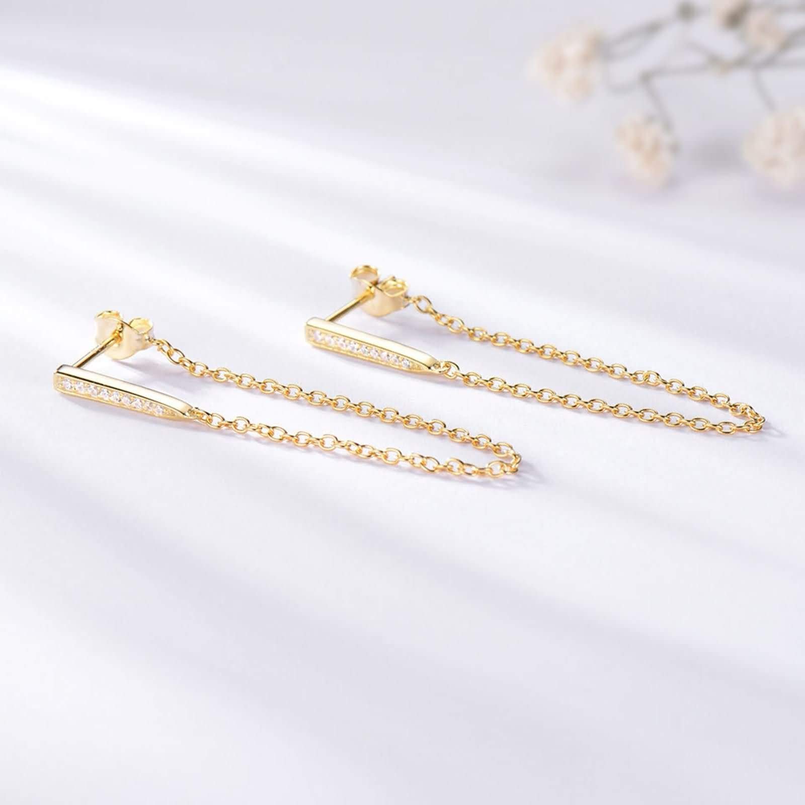 Ohrringe zur Hochzeit Silber 925, Ohrringe zur Hochzeit Braut Kette Quaste mit Zirkonia
