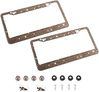 Vista 28 de Marco de matrícula de coche brillante, marco de matrícula de acero inoxidable con cristales hecho a mano, brillante, duradero, ajuste universal