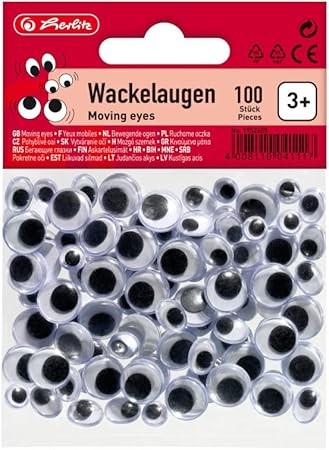 Herlitz 1952605 Wackelaugen, 100 Stück sortiert