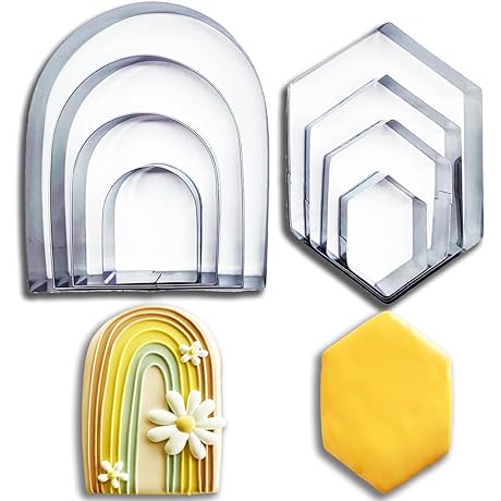 Arch Cookie Cutter And Hexagon Cookie Cutter 8pc Set - Geometric Cookie Cutter Set
