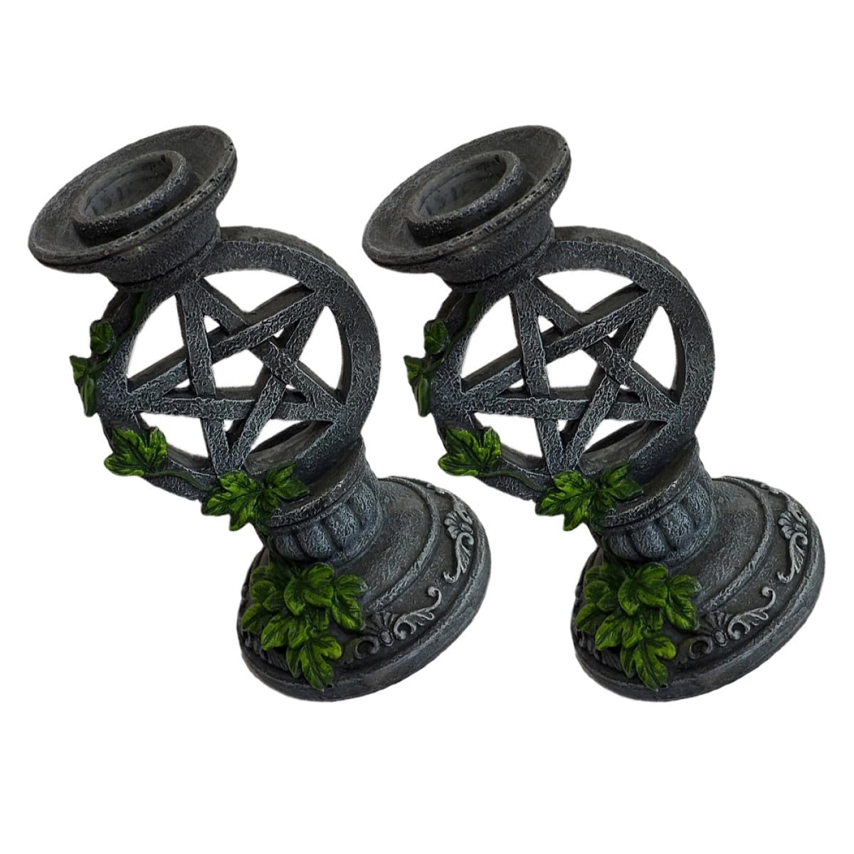 Bougeoirs en résine vintage noir Levemolo (lot de 2) pour décoration de table