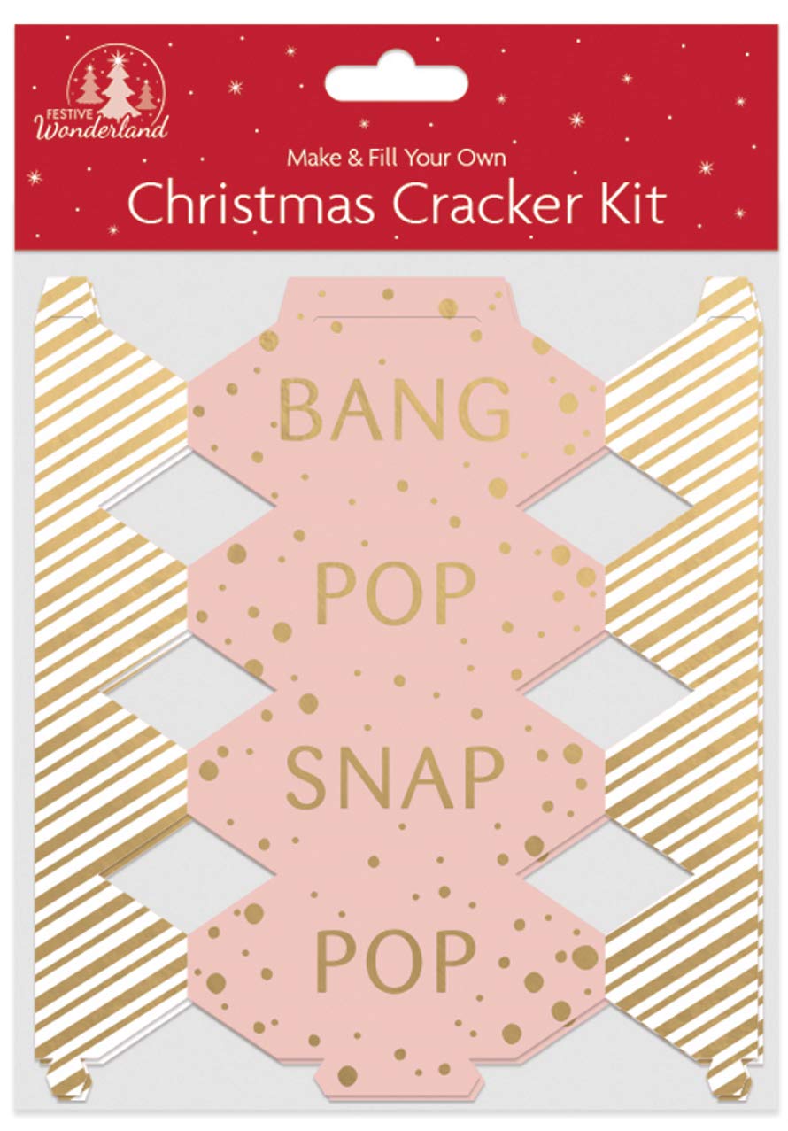 Festive Wonderland Pink Make And Fill Your Own Mini Christmas Crackers Festive Seasonal Party Craft Kit ( - Bang Pop Snap)