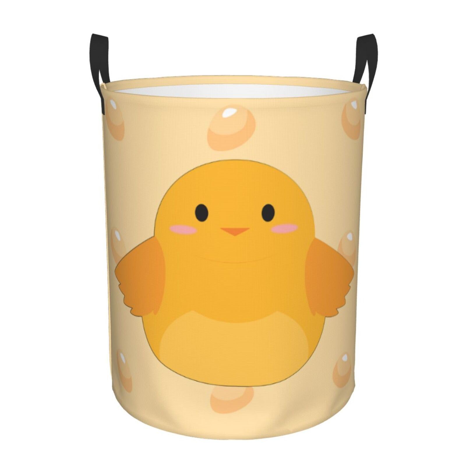 S Collapsible cartoon chick Print Circular Hamper Round
