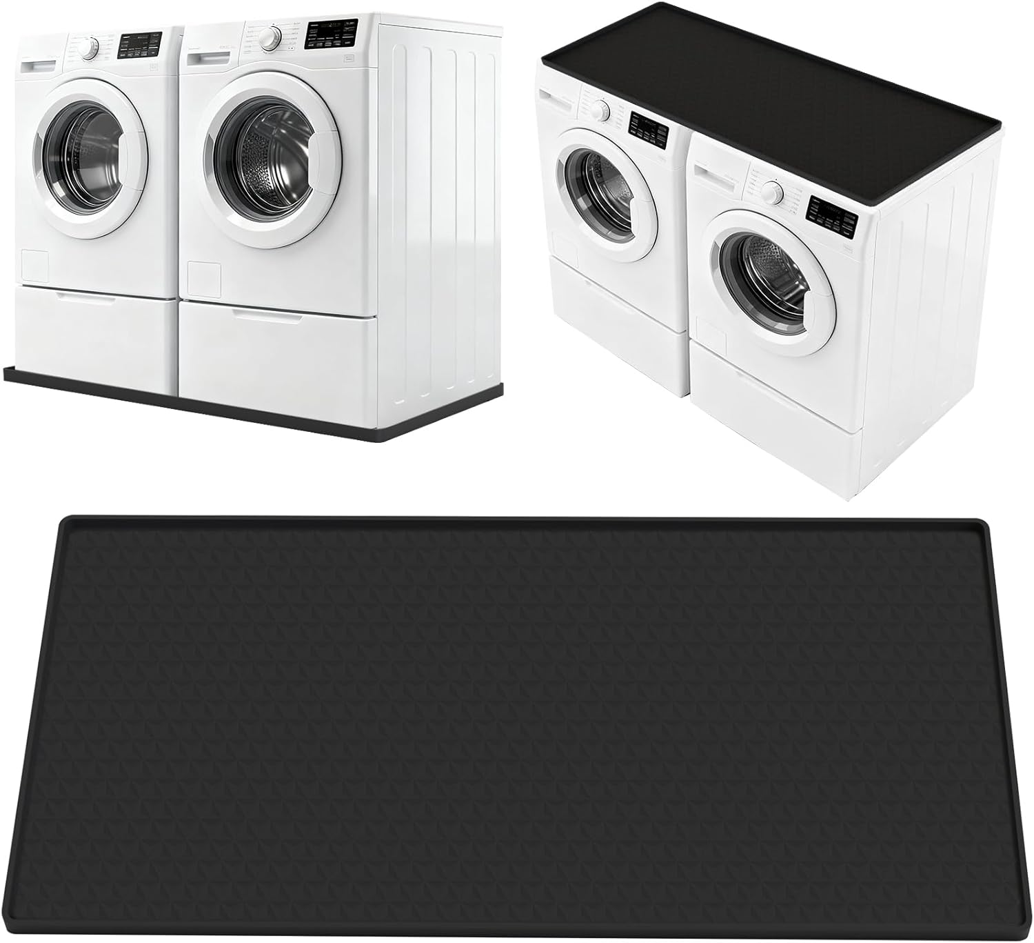 Large Washing Machine Drain Pan Silicone Mat, 54" X27.5" Non-Slip Waterproof Washing Machine Tray,Washer Drip Pan Under Dryer or Washer, Anti-Vibration,Floor Leak Protector for Laundry Room-Gray