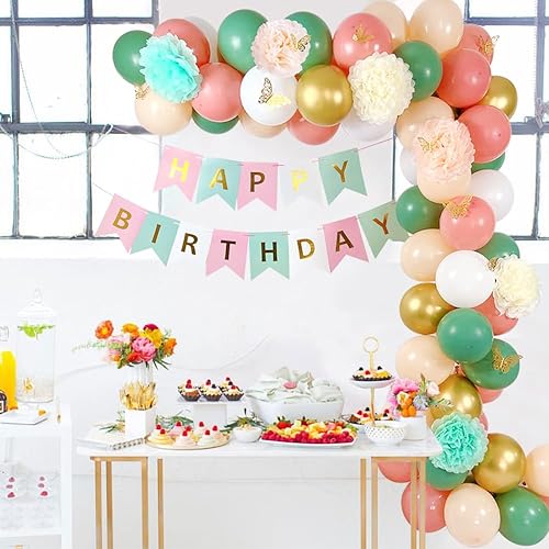 Miniatura 2 de Kit de arco de guirnalda de globos de color verde salvia, rosa y dorado para baby shower, arco de guirnalda de globos de durazno para mujeres y