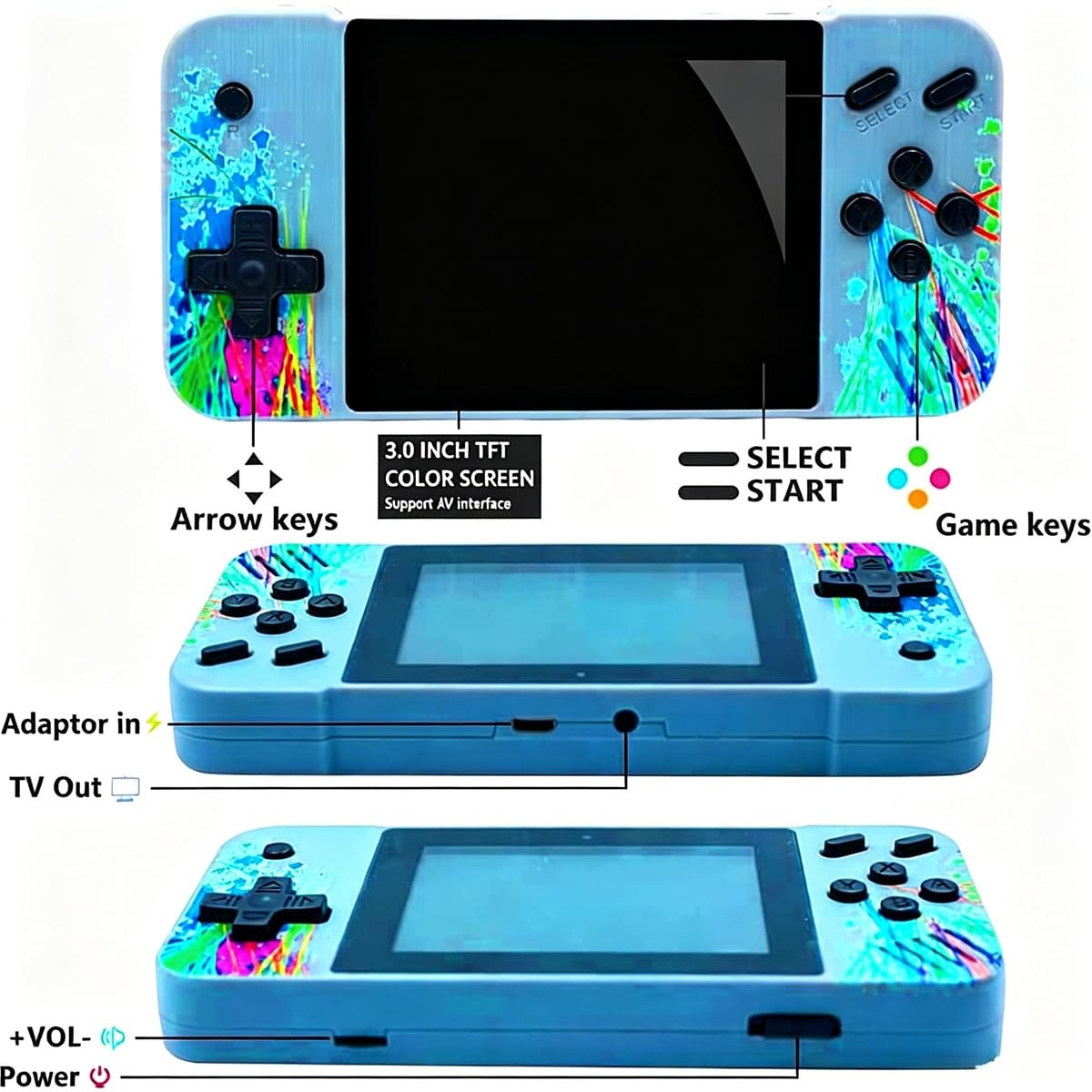 Mini-Spielkonsole Gameboy, Retro Spielekonsole, Unterstützt 2 Spieler und Kann an Den Fernseher Angeschlossen Werden, Vorinstalliert mit 800 Klassischen Spielen, 3,5-Zoll-LCD-Bildschirm