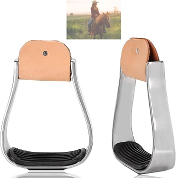 Western Stirrups 1 Pair Stirrups Non Slip Aluminum Horse Stirrups Horse Riding Stirrups Stirrups for Saddle Western English Stirrups with Anti Slip Estribos
