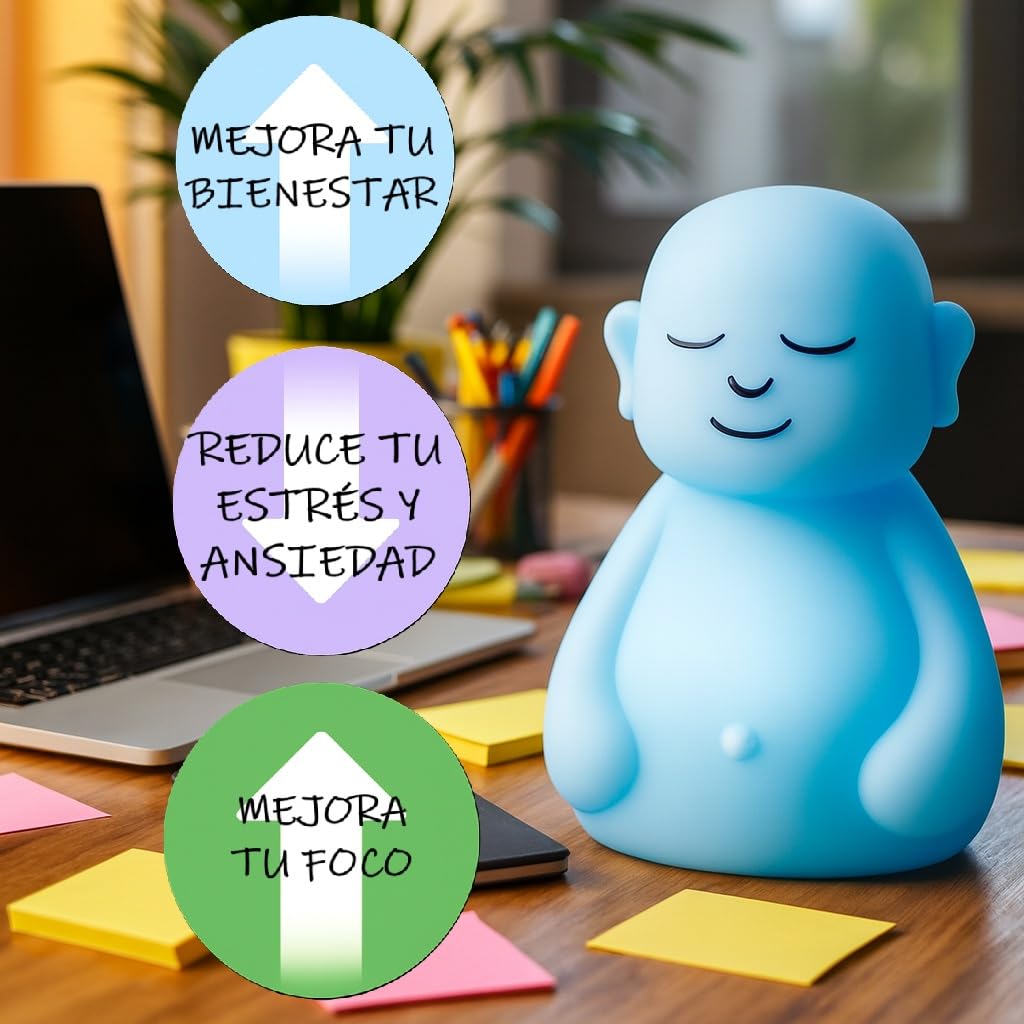 Lámpara ANTIESTRES Zen para Relax y Meditación guiada - Alivia estres, ansiedad y calma tu mente - Antiestres adultos para atención plena. Fidget toy. (BLANCO) | Apoyo para relajación y reducción del estrés.