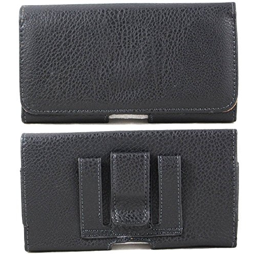 Soga Cover Compatible Zte Citrine Lte Case, Soga® [Horizontal Pouch Series] Leather Belt Clip Case W/Holster For Zte Citrine Lte (Fits Outter Box/Hybrid Case) - Black/Tan #TOP1