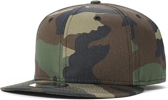New Era 9FIFTY Flat Bill Snapback Cap, Woodland Camo, Camouflage Pattern, Free Size, Adjustable Size