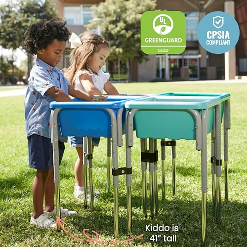 Image of ECR4Kids 4-Station Sand and Water Adjustable Play Table, Sensory Bins, Contemporary