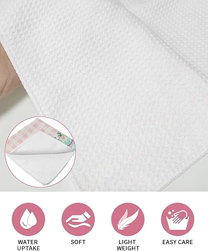 Miniatura 5 de 2 Packs Kitchen Towel Cotton Waffle Weave, Happy Easter Bunny Rabbits Spring Florals Eggs Buffalo Plaid Absorbent Quick Drying Dish Cloths for