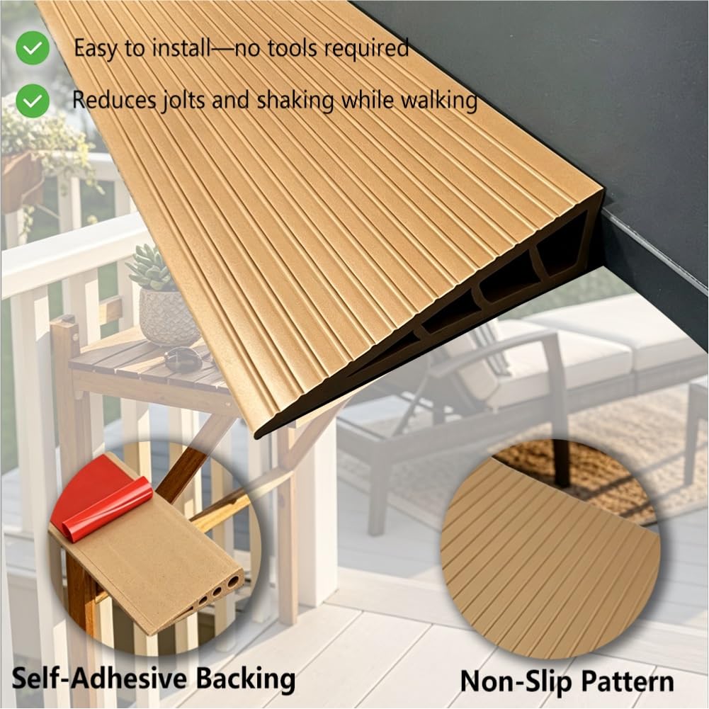 Rampa para Silla de Ruedas de 2,5 cm Alto para Hogar Rampa Antideslizante | Rampas de PVC Autoadhesiva, Recortable Scooter Escalon Umbral