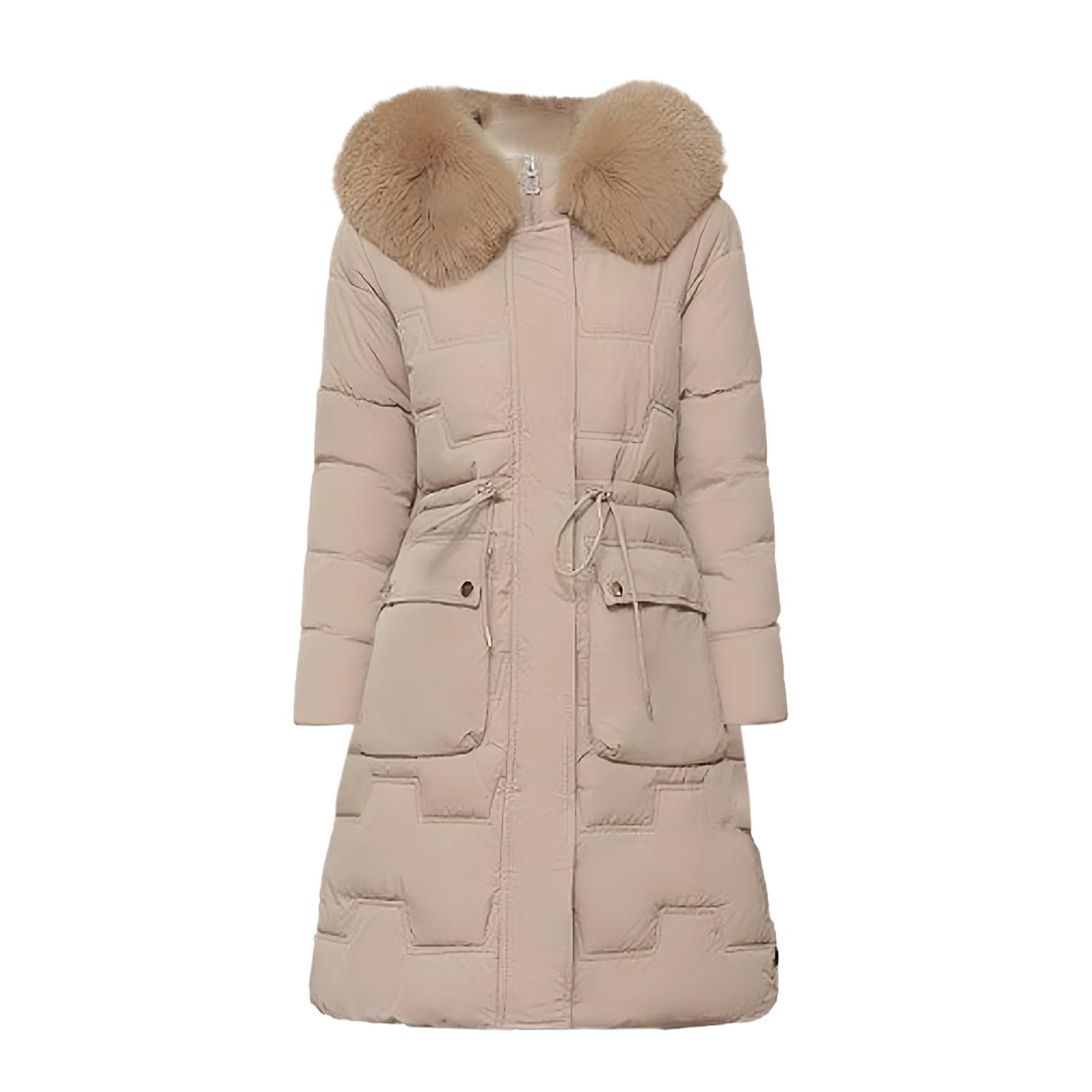 Giacche da donna UK Plus Size Mid Length Faux Fur Trim Hood Puffer Coat