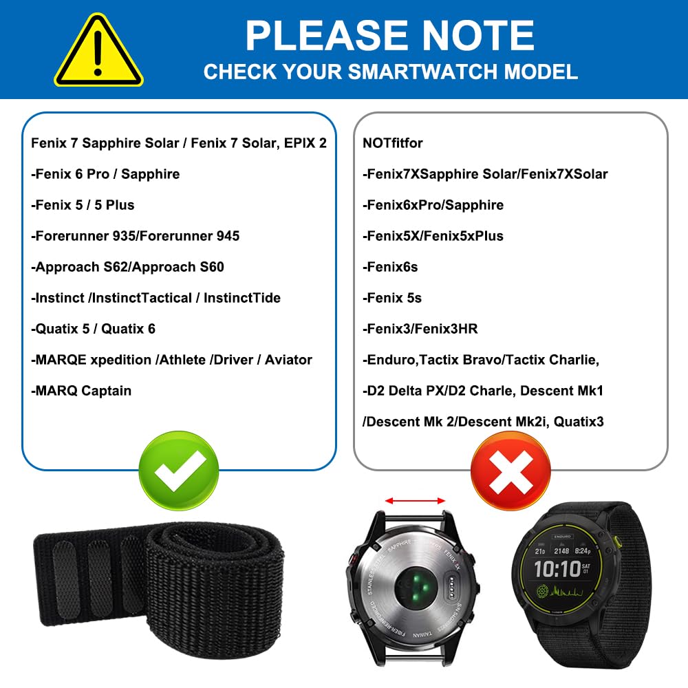 3 sztuki 22mm pętlowy nylonowy pasek do zegarka dla Fenix 6/Fenix 5/Fenix 7/EPIX 2, ultralekki szybkoschnący pętlowy pasek do zegarka nadający się do prania, wytrzymały pasek zapasowy dla mężczyzn do